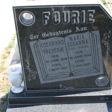 FOURIE Coenraad Frederik 1918-1997 &amp; Maria Susanna MYBURG 1920-2001