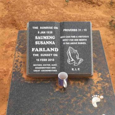 FARLAND Saumeng Susanna 1938-2018