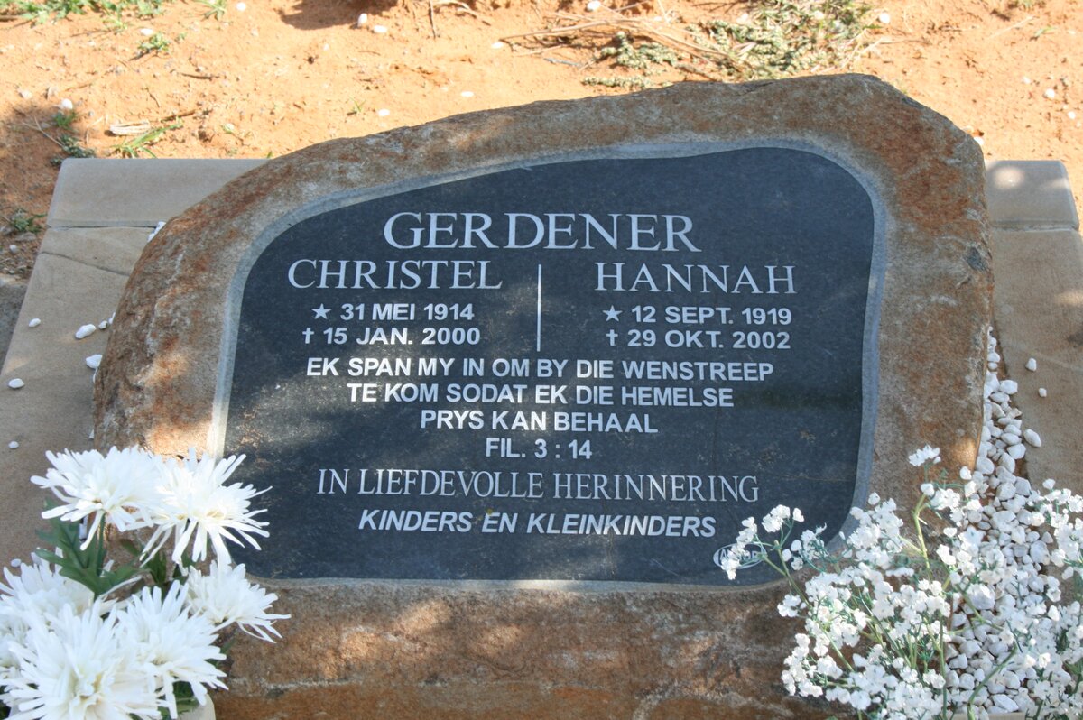 GERDENER Christel 1914-2002 &amp; Hannah 1919-2002