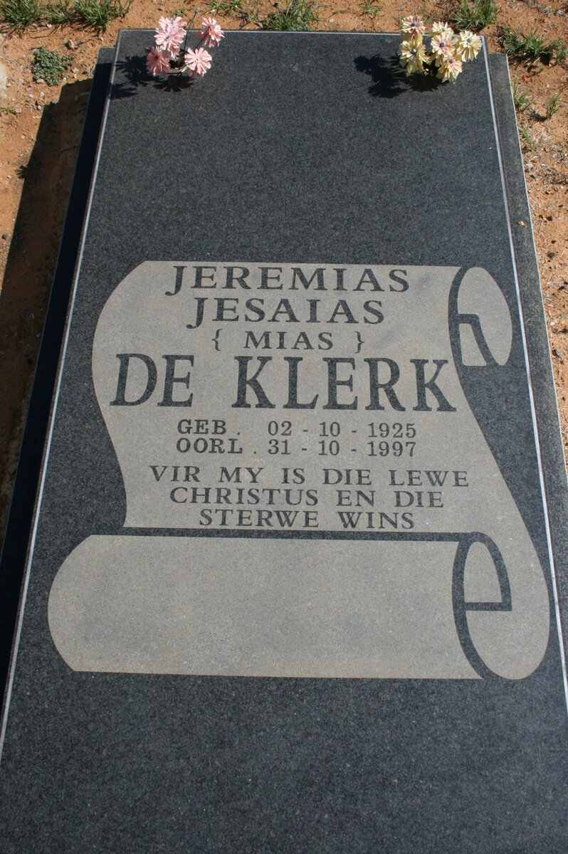 KLERK Jeremias Jesaias, de 1925-1997