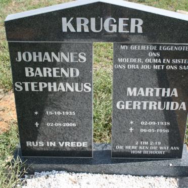 KRUGER Johannes Barend Stephanus 1935-2006 &amp; Martha Gertruida 1938-1996