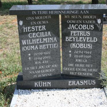 KUHN Hester Cecilia Wilhelmina 1922-2003 :: ERASMUS Jacobus Petrus Beyleveld 1944-1996