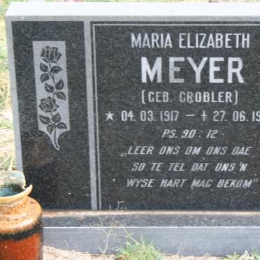 MEYER Maria Elizabeth nee GROBLER 1917-1979