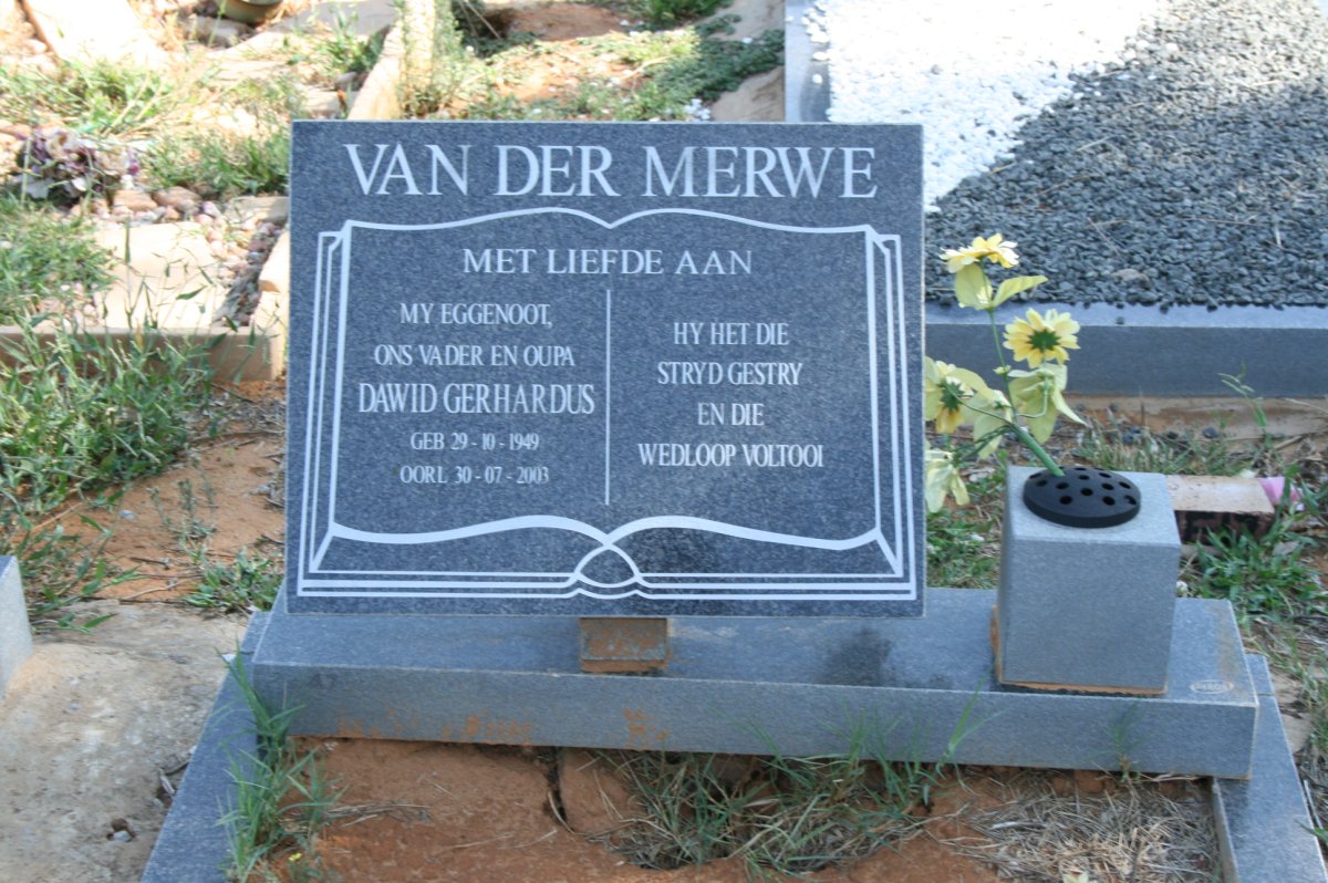MERWE Dawid Gerhardus, van der 1949-2003