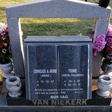 NIEKERK Cornelius A. Andre, van 1947- &amp; Yvonne McCALLAGHAN 1950-2014