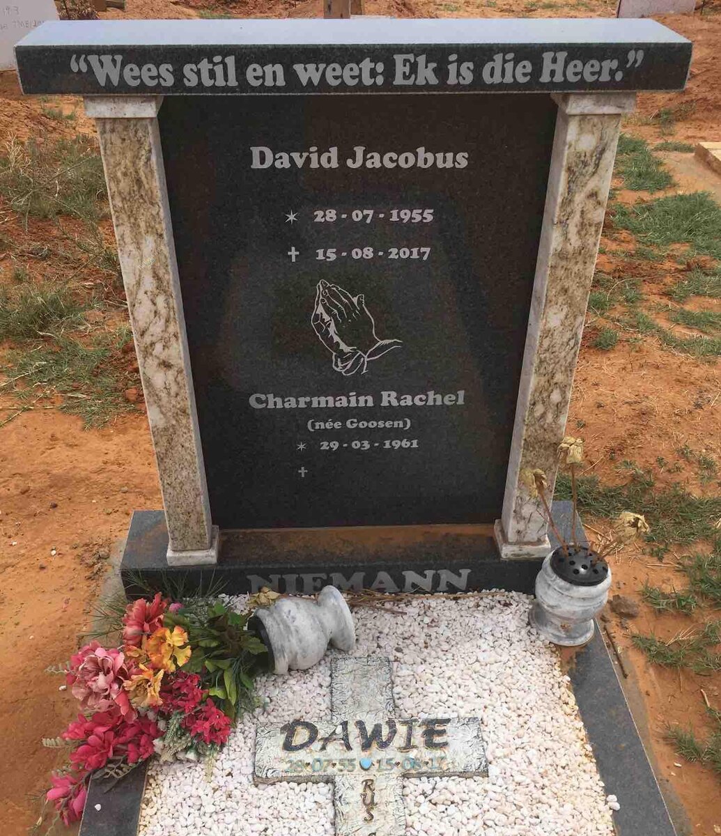 NIEMANN David Jacobus 1955-2017 &amp; Charmain Rachel GOOSEN 1961-