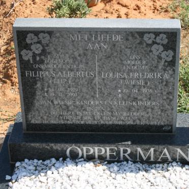 OPPERMAN Filippus Albertus 1929-2003 &amp; Louisa Frederika 1936-