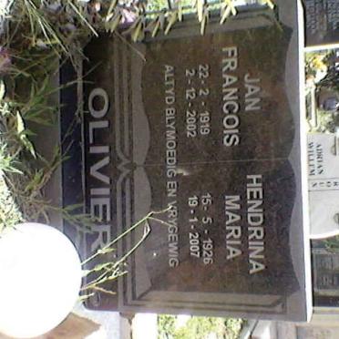 OLIVIER Jan Francois 1919-2002 &amp; Hendrina Maria 1926-2007