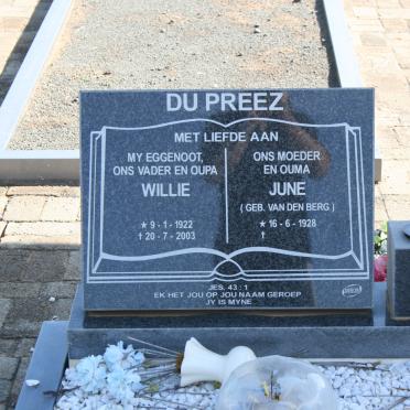 PREEZ Willie, du 1922-2003 &amp; June VAN DEN BERG 1928-