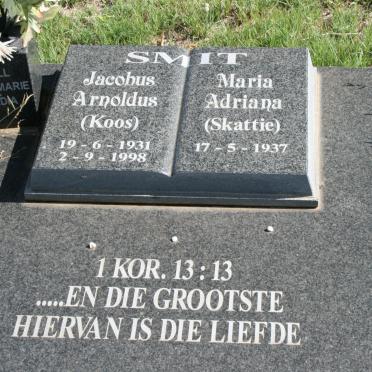 SMIT Jacobus Arnoldus 1931-1998 &amp; Maria Adriana 1937-