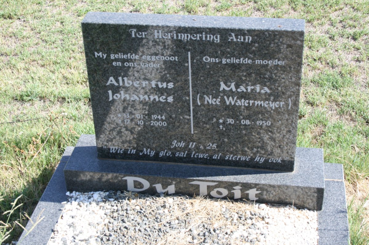 TOIT Albertus Johannes, du 1944-2000 &amp; Maria WATERMEYER 1950-