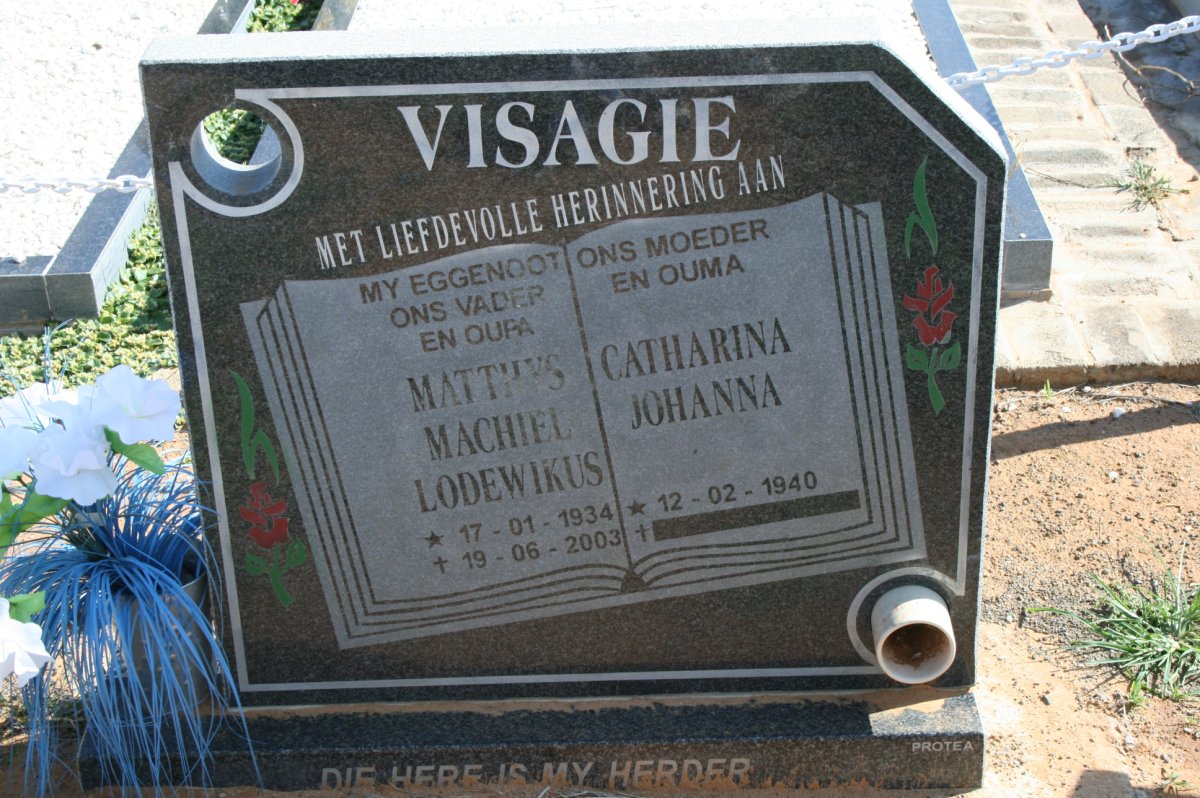 VISAGIE Mattys Machiel Lodewikus 1934-2003 &amp; Catharina Johanna 1940-