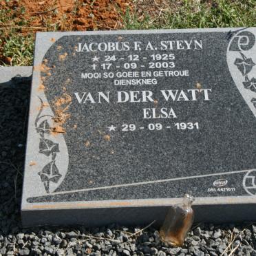 WATT Jacobus F.A. Steyn, van der 1925-2003 &amp; Elsa 1931-