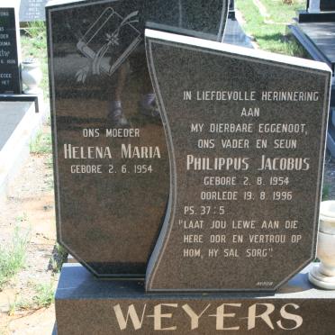WEYERS Philippus Jacobus 1954-1996 &amp; Helena Maria 1954-