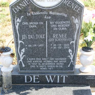 WIT J.D. Du Toit, de 1932- &amp; Renee SCHOONRAAD 1933-2001