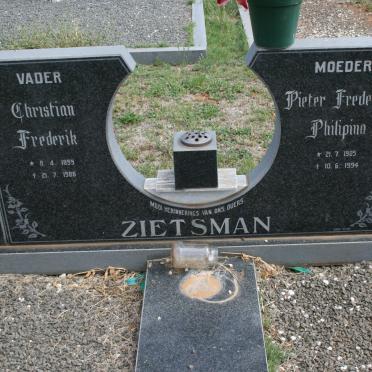 ZIETSMAN Christian Frederik 1899-1985 &amp; Pieter Frederika Philipina 1905-1994