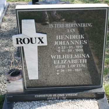 ROUX Hendrik Johannes 1917-1999 &amp; Wilhelmina Elizabeth LOFTUS 1921-