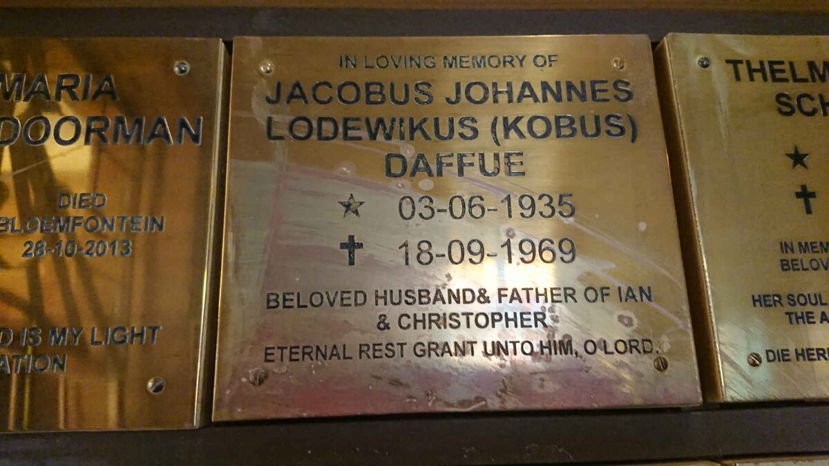 DAFFUE Jacobus Johannes Lodewikus 1935-1969