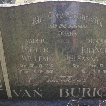BURICK Pieter Willem, van 1885-1956 &amp; Francina Susanna Maria DE KOCK 1892-1956