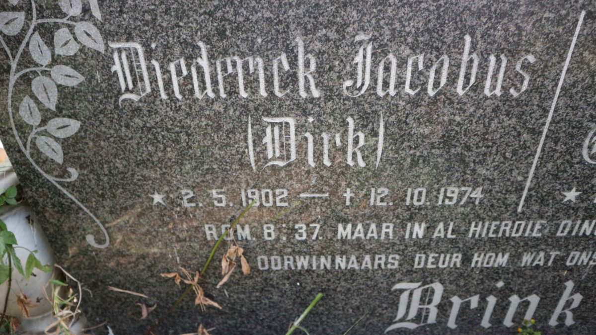 BRINK Diederick Jacobus 1902-1974 &amp; Dora KRUGER 1913-1978