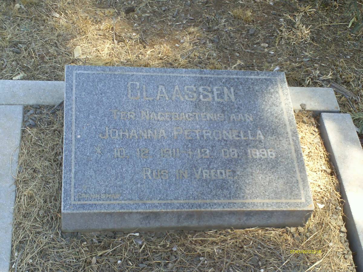CLAASSEN Johanna Petronella 1911-1996