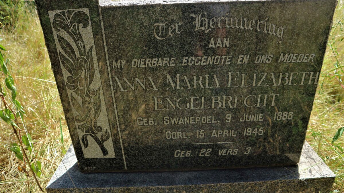 ENGELBRECHT Anna Maria Elizabeth nee SWANEPOEL 1888-1945