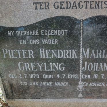 GREYLING Pieter Hendrik 1873-1943 &amp; Maria Dorothea Johanna 1879-1966