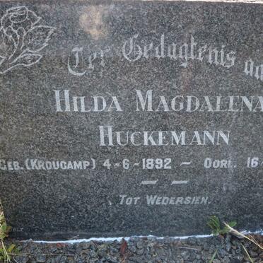 HUCKEMANN Hilda Magdalena nee KROUCAMP 1892-1947