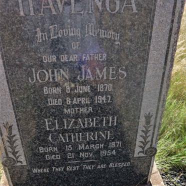 HAVENGA John James 1870-1947 &amp; Elizabeth Catherine 1871-1954