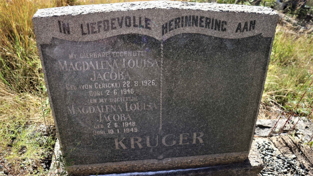 KRUGER Magdalena Louisa Jacoba nee VON GERICKE 1926-1948 :: KRUGER Magdalena Louisa Jacoba 1948-1949