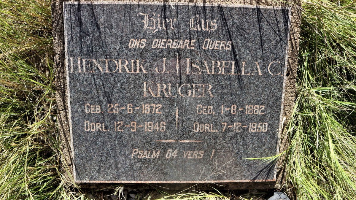 KRUGER Hendrik J. 1872-1946 &amp; Isabella C. 1882-1950