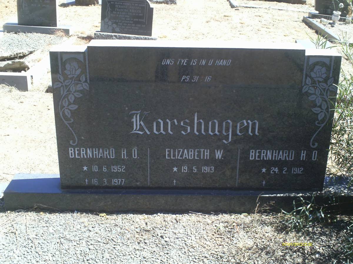 KARSHAGEN Bernhard H.O. 1912- &amp; Elizabeth W. 1913- :: KARSHAGEN Bernhard H.O. 1952-1977