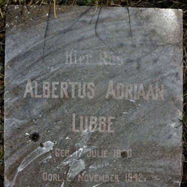 LUBBE Albertus Adriaan 1880-1942