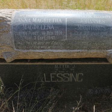 LESSING Johannes Marthinus 1915-1988 &amp; Anna Magrietha Magdelena DU PLOOY 1914-1947 :: LESSING Aletta J. 1916-1999