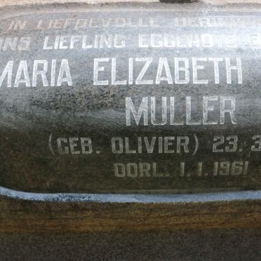 MULLER Maria Elizabeth nee OLIVIER 1918-1961