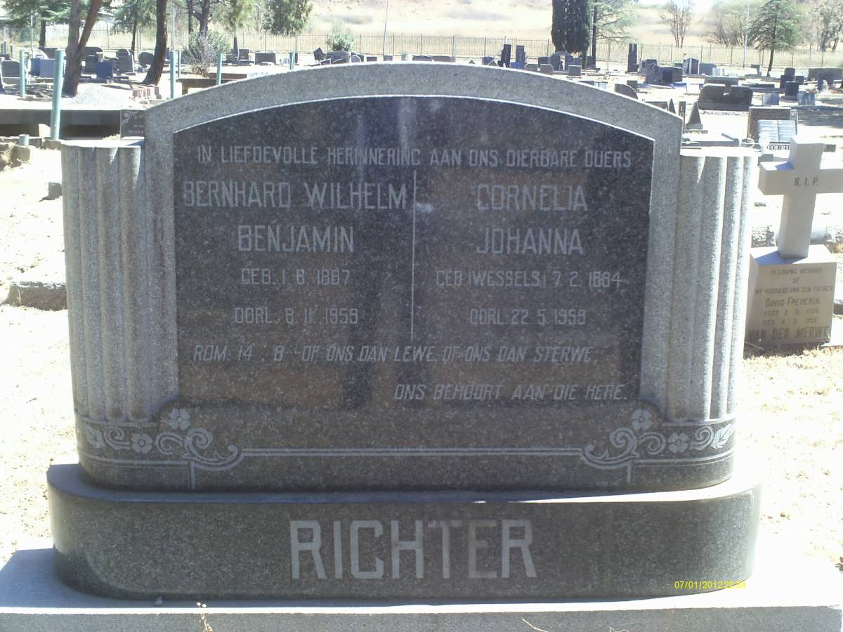 RICHTER Bernhard Wilhelm Benjamin 1887-1959 &amp; Cornelia Johanna WESSELS 1884-1959