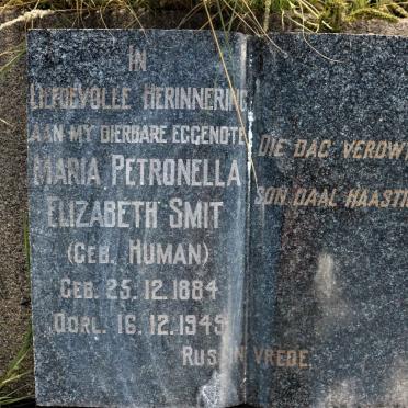 SMIT Maria Petronella Elizabeth nee HUMAN 1884-1945