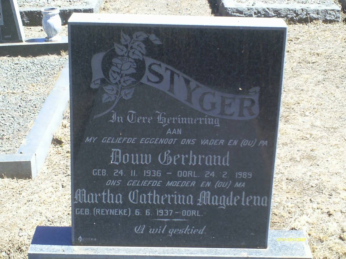 STYGER Douw Gerbrand 1936-1989 &amp; Martha Catherina Magdelena REYNEKE 1937-