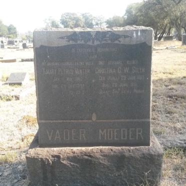 VENTER Tjaart Petrus 1867-1944 &amp; Christina C.W. STEYN nee ROUX 1883-1951