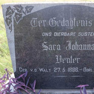 VENTER Sara Johanna nee V.D. WALT 1886-1965