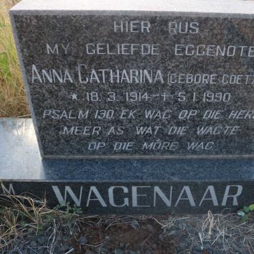 WAGENAAR Anna Catharina nee COETZEE 1914-1990