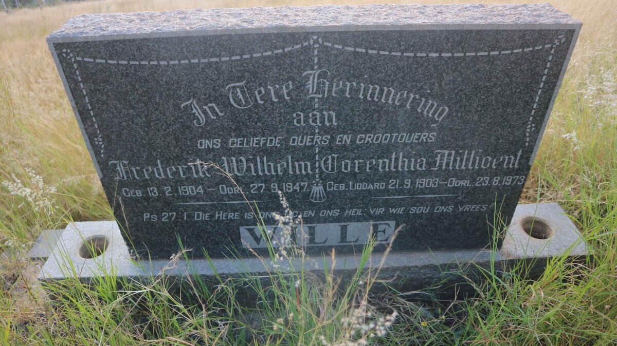 WILLE Frederik Wilhelm 1904-1947 &amp; Dorenthia Millicent LIDDARD 1903-1973