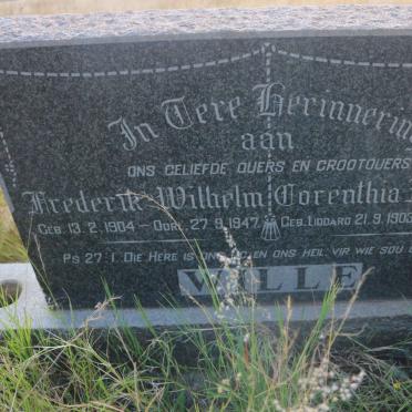 WILLE Frederik Wilhelm 1904-1947 &amp; Dorenthia Millicent LIDDARD 1903-1973