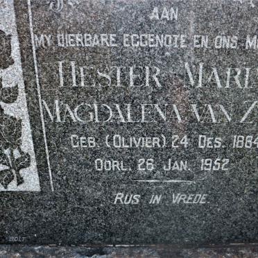 ZYL Hester Maria Magdalena, van nee OLIVIER 1884-1952