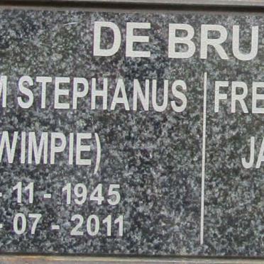 BRUYN Willem Stephanus, de 1945-2011 &amp; Fredrika H? Jacoba 1949-