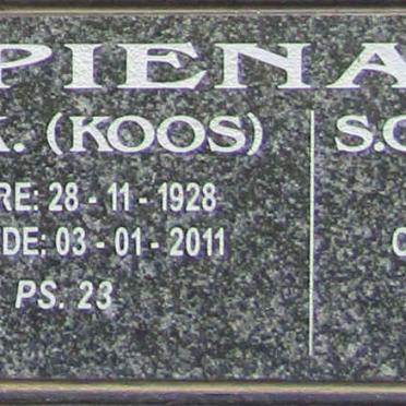 PIENAAR J.S.K. 1928-2011 &amp; S.C. 1931-