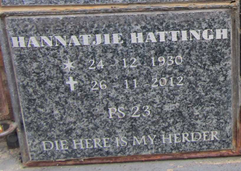 HATTINGH Hannetjie 1930-2012