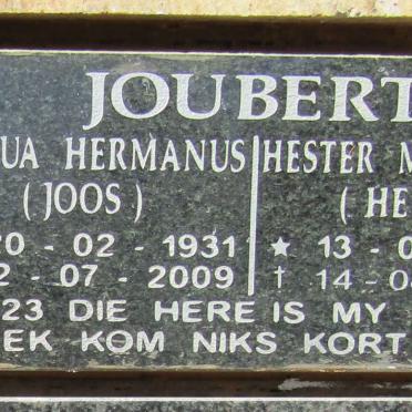 JOUBERT Joshua Hermanus 1931-2009 &amp; Hester Magdalena 1931-2016