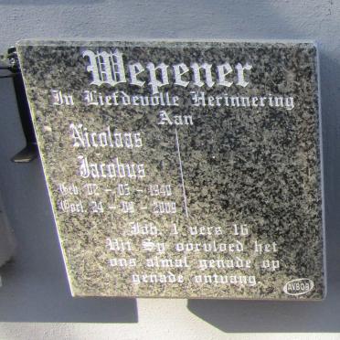 WEPENER Nicolaas Jacobus 1940-2009