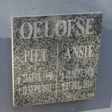 OELOFSE Piet 1950-2012 &amp; Ansie 1920-2014